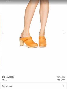 Swedish Hasbeens Orange Leather Slip-In Clog Mule